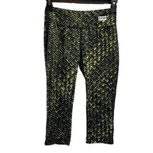 Danskin Now Black & Neon Green Capri Pants Womens Size S (4-6)Pocket